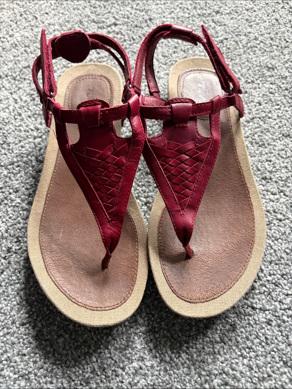 Teva red leather sandals